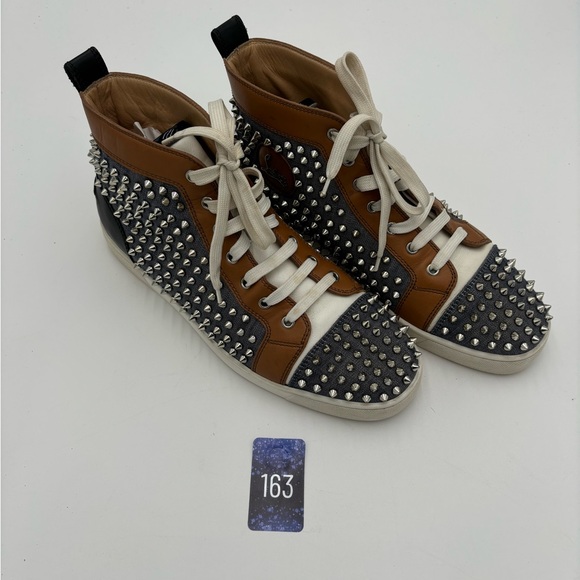 Christian Louboutin Other - Christian Louboutin Men's Spiked Denim Leather High Top Sneakers